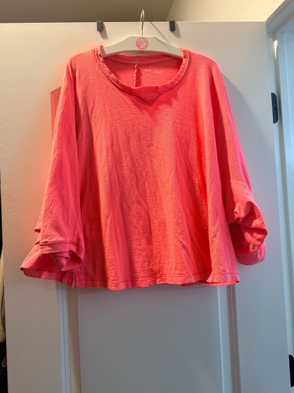 aerie Coral Pink distressed Lightweight shirt